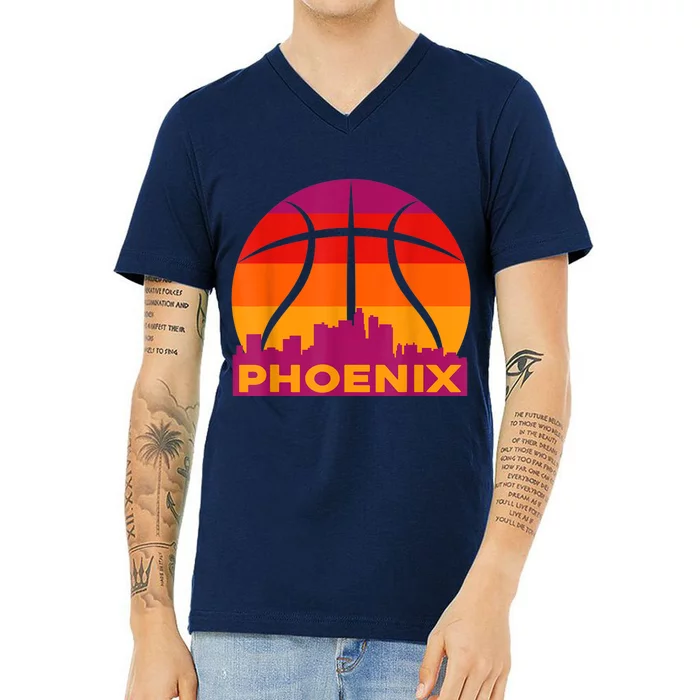 Phoenix Basketball, Phoenix Basketball BBall City Arizona State Retro Vintage V-Neck T-Shirt