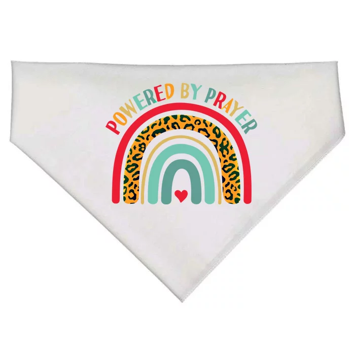 Powered By Prayer Cute Rainbow Praying Christian God Faith Gift USA-Made Doggie Bandana