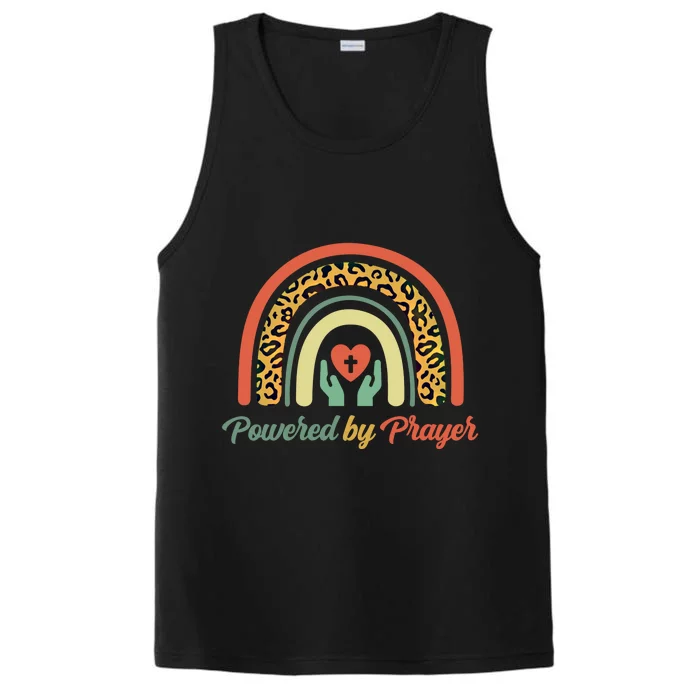 Powered By Prayer Rainbow Praying Christian Jesus Follower Meaningful Gift Performance Tank