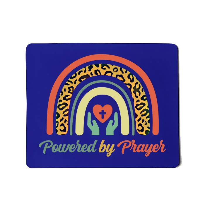 Powered By Prayer Rainbow Praying Christian Jesus Follower Meaningful Gift Mousepad