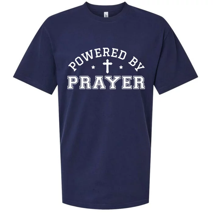 Powered By Prayer Praying Christian Cross Jesus Follower Gift Sueded Cloud Jersey T-Shirt