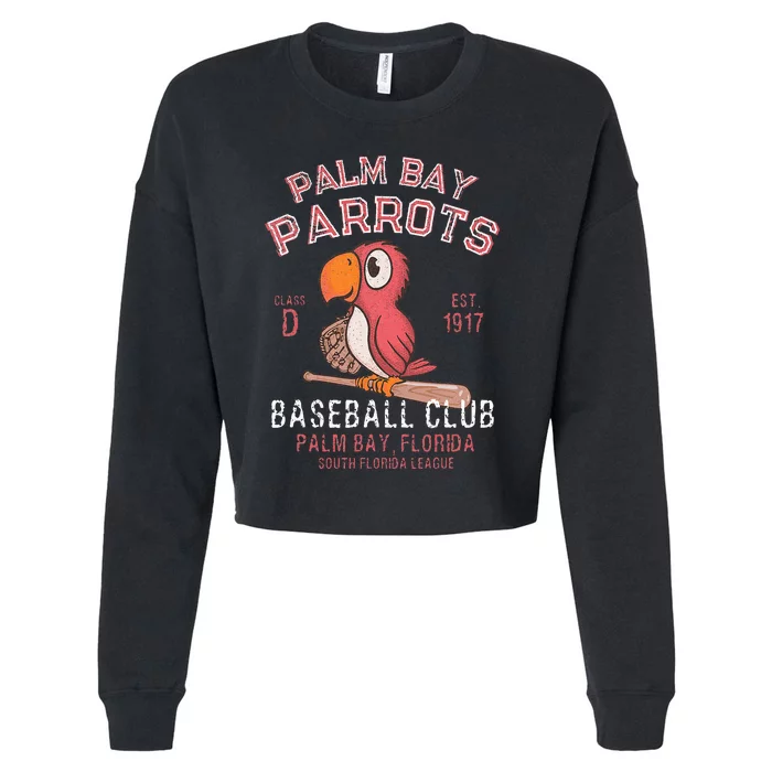 Palm Bay Parrots Baseball Retro Minor League Baseball Team Cropped Pullover Crew