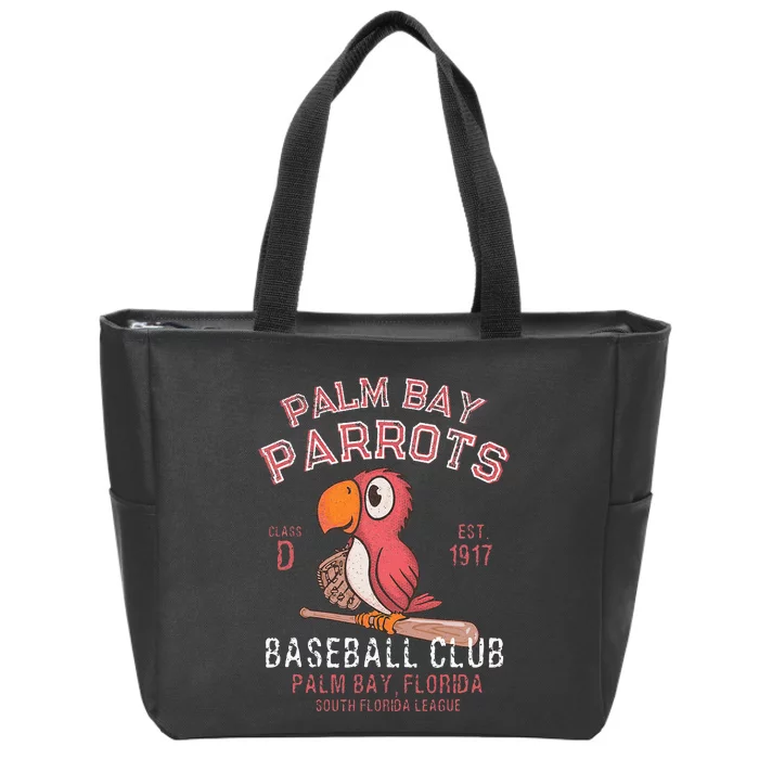 Palm Bay Parrots Baseball Retro Minor League Baseball Team Zip Tote Bag