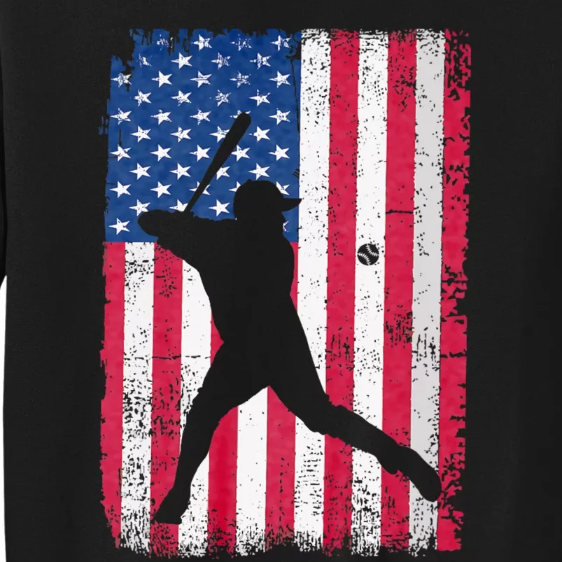 Patriotic Baseball Player 4th Of July Usa American Flag Tall Sweatshirt