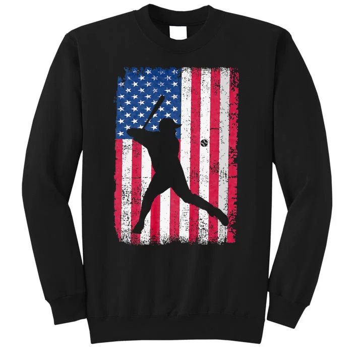 Patriotic Baseball Player 4th Of July Usa American Flag Tall Sweatshirt