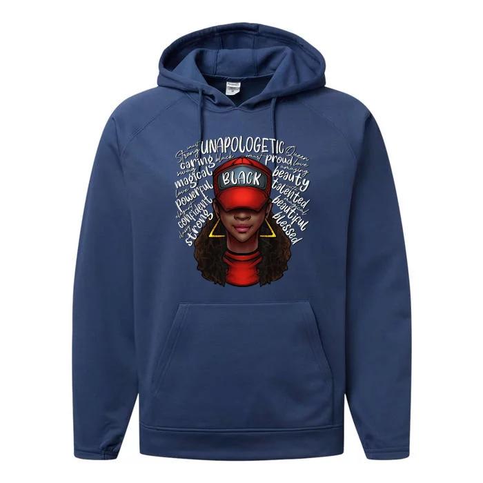 Proud Black Queen African American Ladies BHM Performance Fleece Hoodie