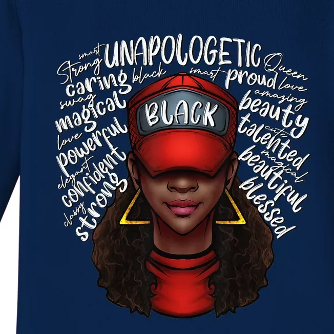 Proud Black Queen African American Ladies BHM Baby Long Sleeve Bodysuit