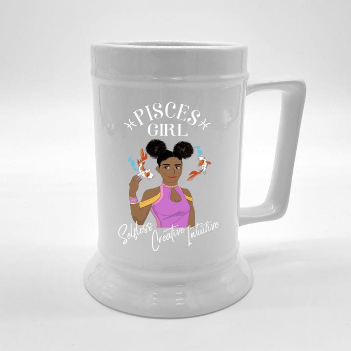 Pisces Black Queen Zodiac African American/caribbean Gift Front & Back Beer Stein