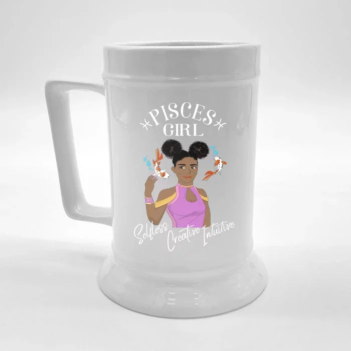 Pisces Black Queen Zodiac African American/caribbean Gift Front & Back Beer Stein