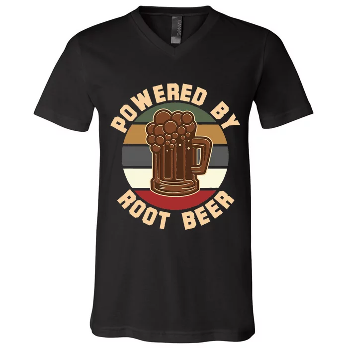 Powered By Root Beer V-Neck T-Shirt