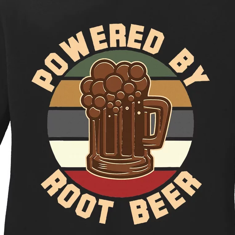 Powered By Root Beer Ladies Long Sleeve Shirt