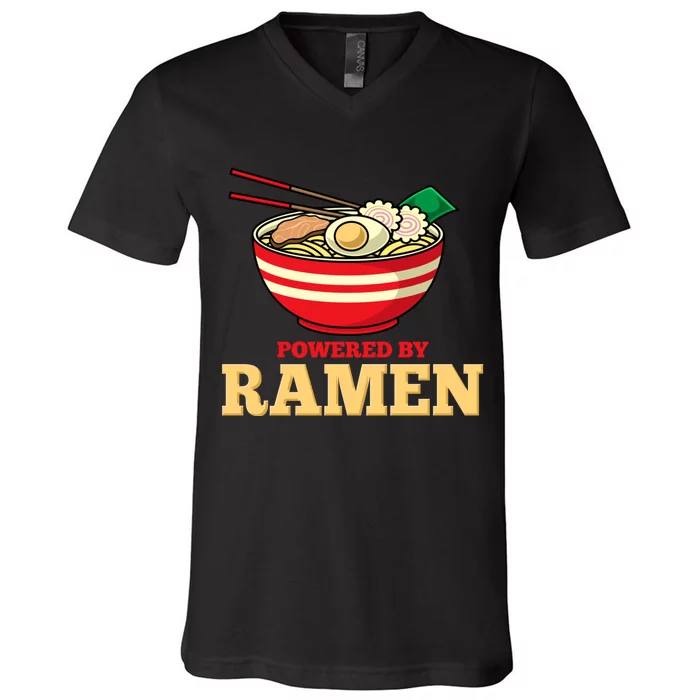 Powered By Ramen Japanese Anime Noodles V-Neck T-Shirt