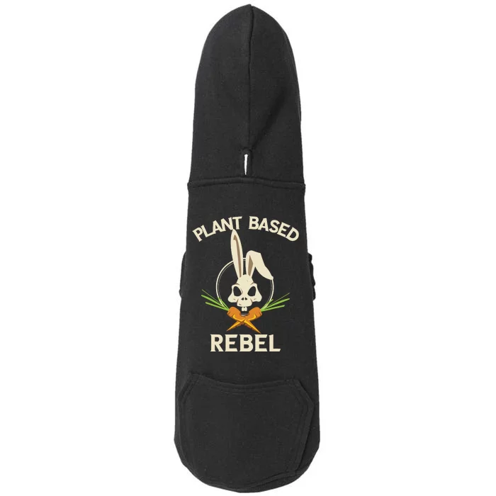 Plant Based Rebel Funny Vegan Vegetarian Bunny Gift Doggie 3-End Fleece Hoodie