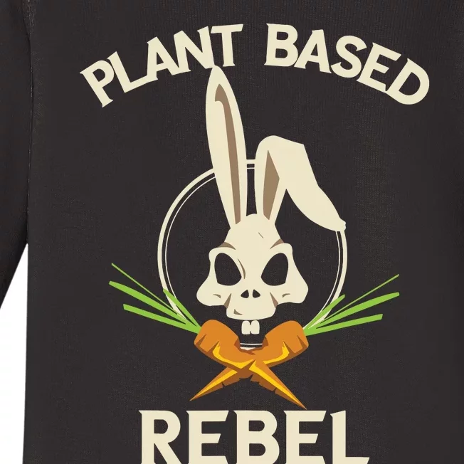 Plant Based Rebel Funny Vegan Vegetarian Bunny Gift Baby Long Sleeve Bodysuit