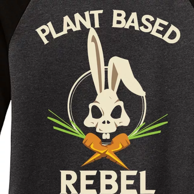 Plant Based Rebel Funny Vegan Vegetarian Bunny Gift Women's Tri-Blend 3/4-Sleeve Raglan Shirt