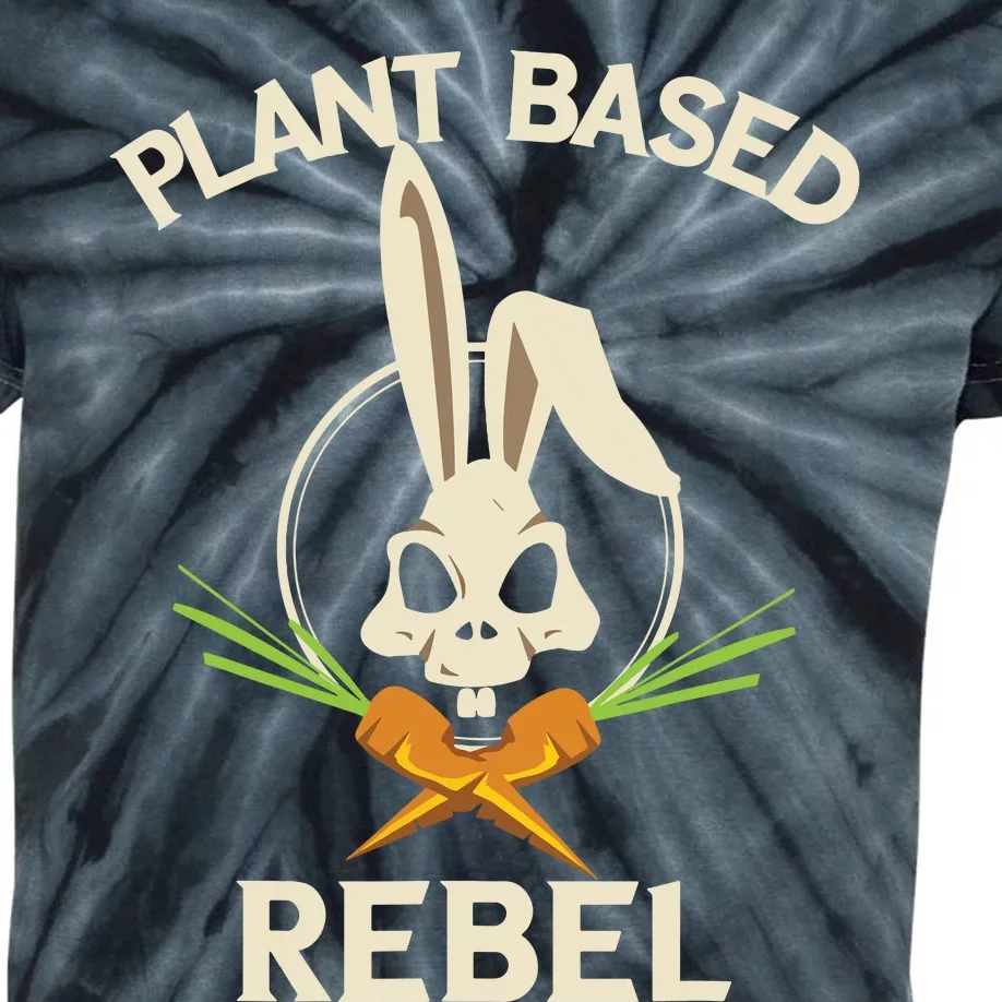 Plant Based Rebel Funny Vegan Vegetarian Bunny Gift Kids Tie-Dye T-Shirt