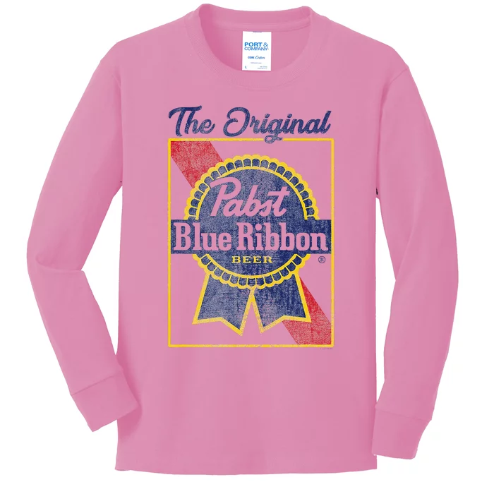 Pabst Blue Ribbon Beer The Original Gold Border Kids Long Sleeve Shirt