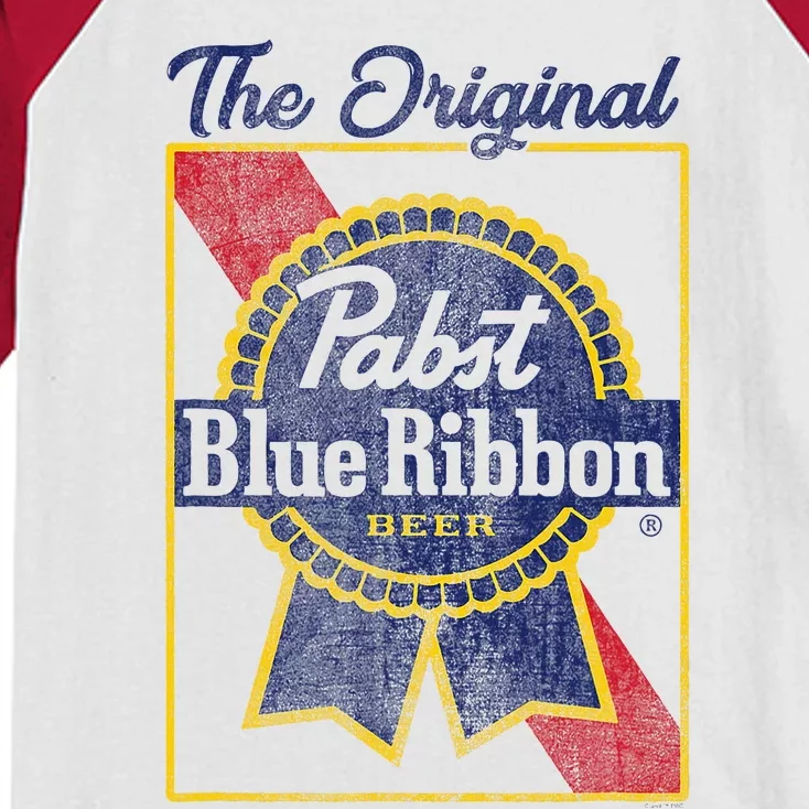 Pabst Blue Ribbon Beer The Original Gold Border Kids Colorblock Raglan Jersey