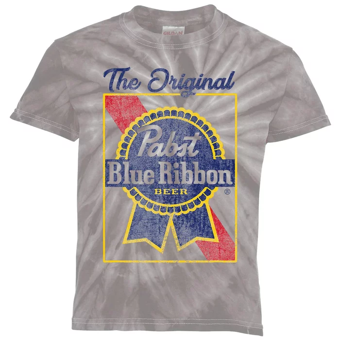 Pabst Blue Ribbon Beer The Original Gold Border Kids Tie-Dye T-Shirt