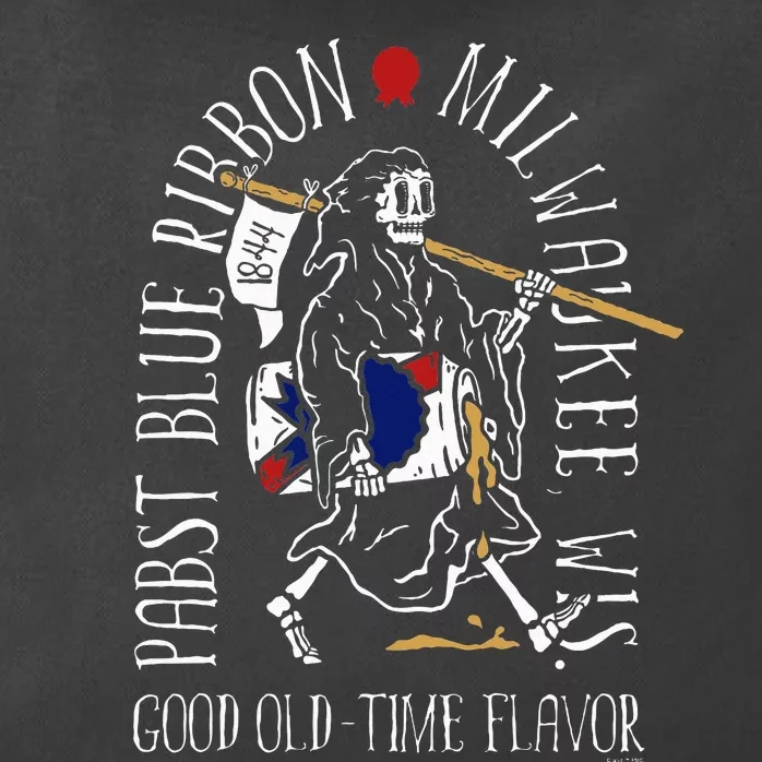 Pabst Blue Ribbon Beer Good Oldtime Flavor Skeleton Zip Tote Bag