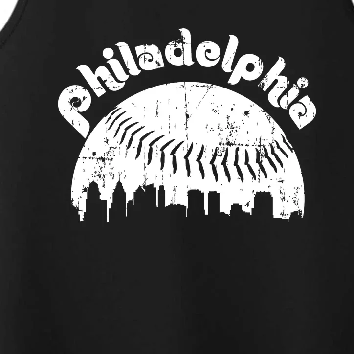 Philadelphia Baseball Retro Philly Skyline Game Day Performance Tank