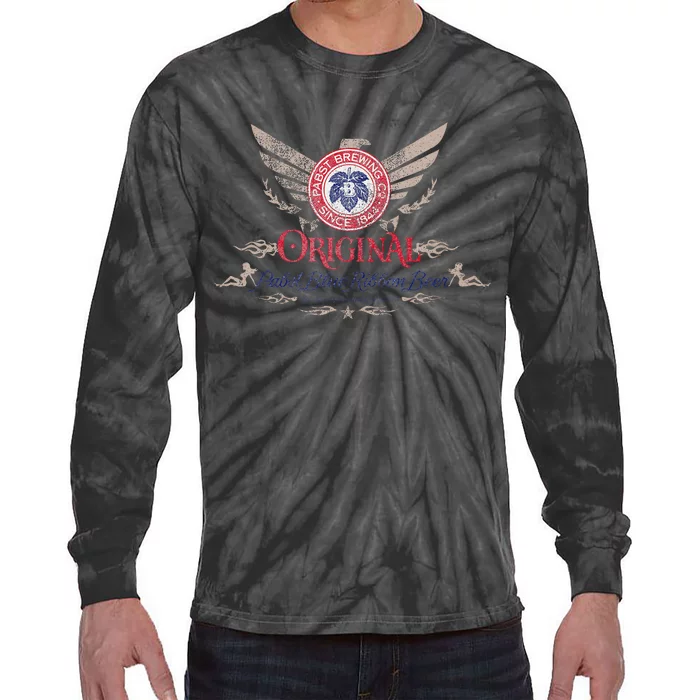 Pabst Blue Ribbon Beer Original Logo Eagle With Wings Tie-Dye Long Sleeve Shirt