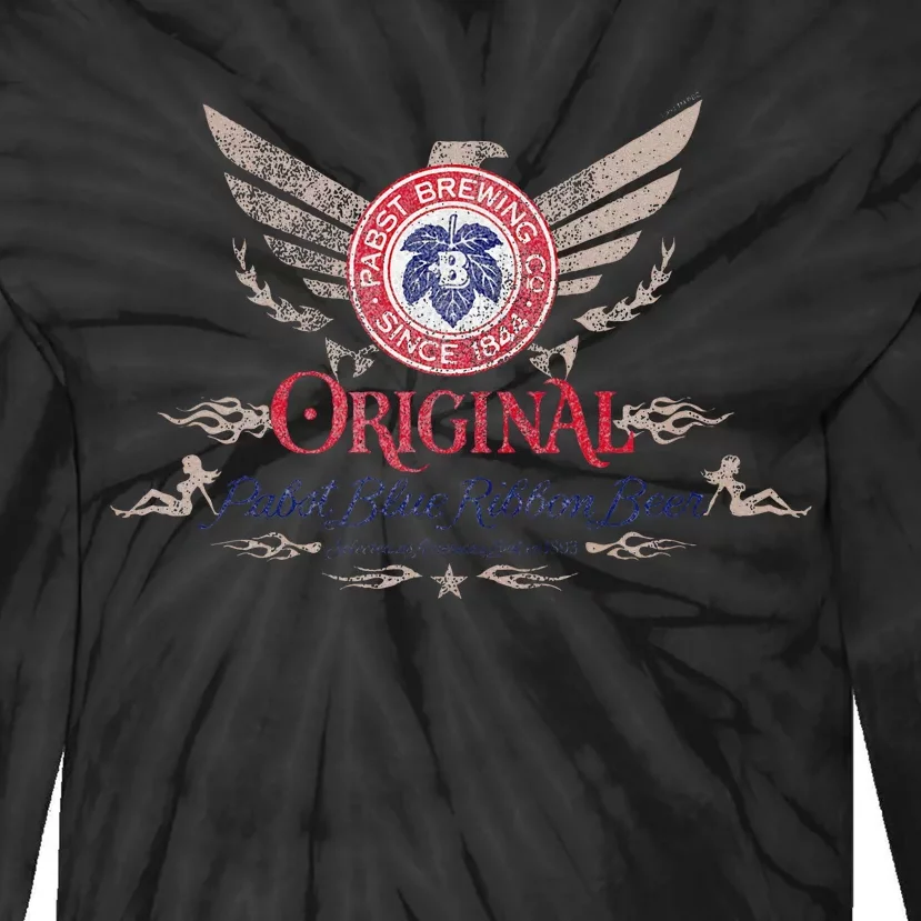 Pabst Blue Ribbon Beer Original Logo Eagle With Wings Tie-Dye Long Sleeve Shirt