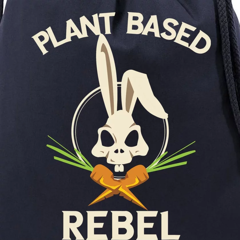 Plant Based Rebel Funny Vegan Vegetarian Bunny Gift Drawstring Bag