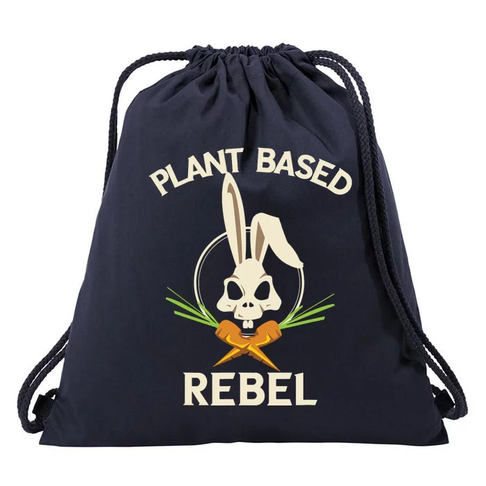 Plant Based Rebel Funny Vegan Vegetarian Bunny Gift Drawstring Bag