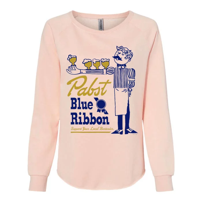 Pabst Blue Ribbon Beer Support Your Local Bartender Womens California Wash Sweatshirt