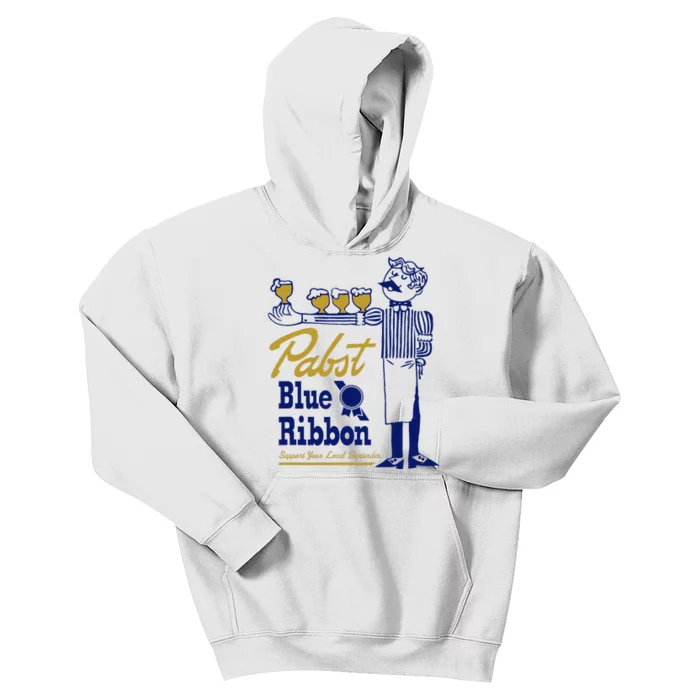 Pabst Blue Ribbon Beer Support Your Local Bartender Kids Hoodie