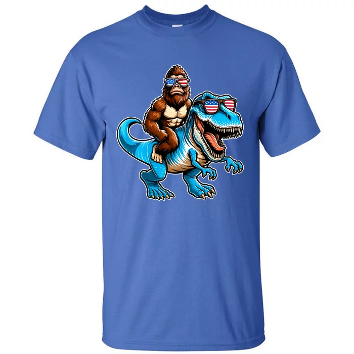 Patriotic Bigfoot Riding T Rex Tall T-Shirt