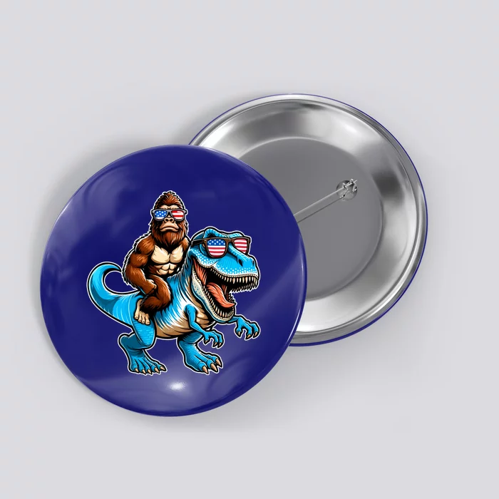 Patriotic Bigfoot Riding T Rex Button