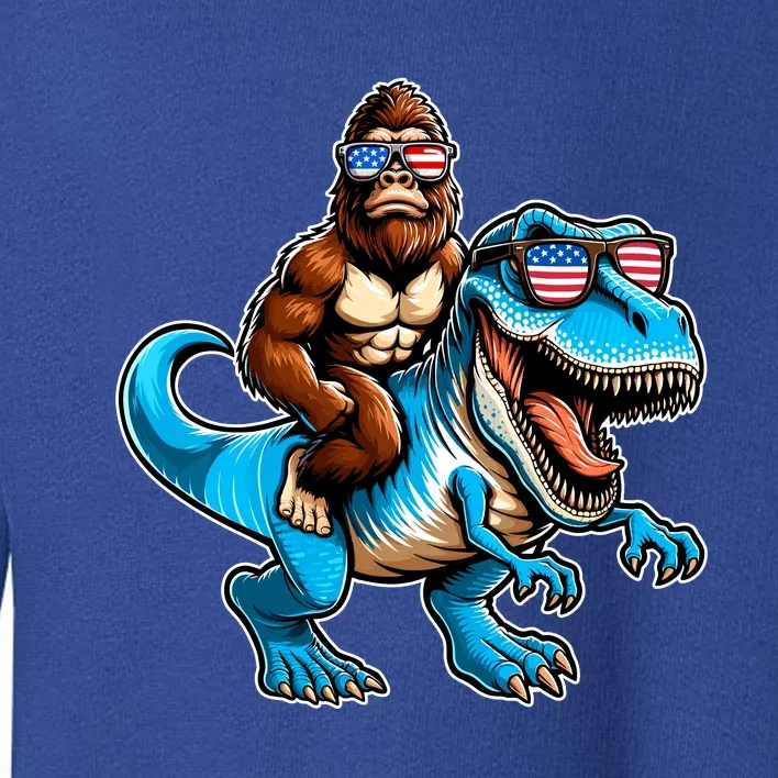 Patriotic Bigfoot Riding T Rex Toddler Sweatshirt