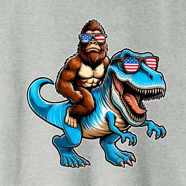 Patriotic Bigfoot Riding T Rex Women's Crop Top Tee