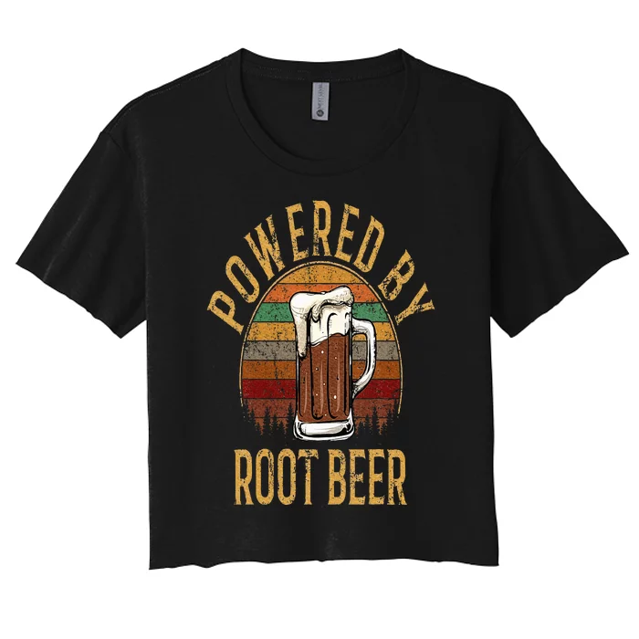 Powered by root beer root beer Women's Crop Top Tee