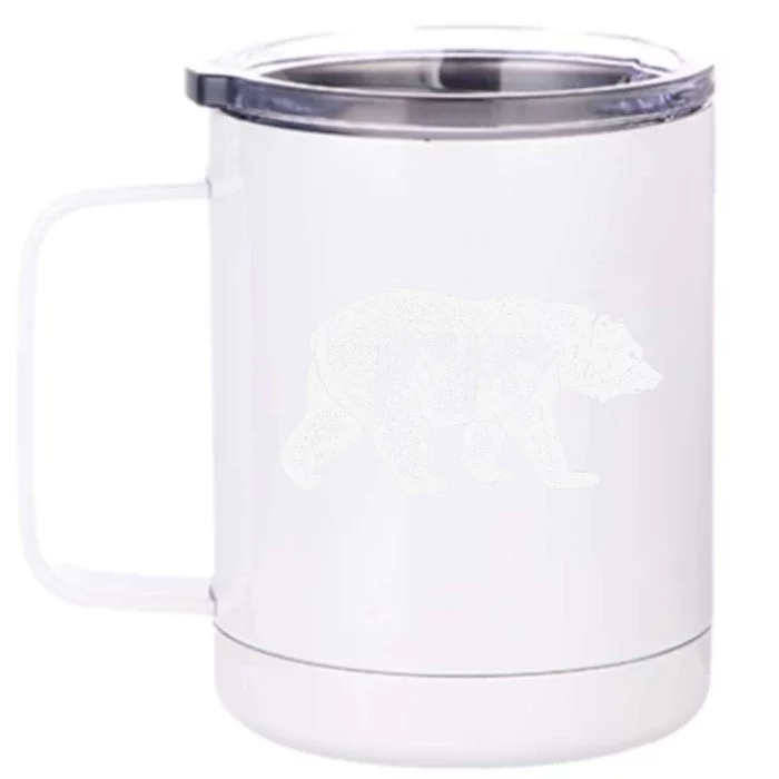 Papa Bear Retro Style Gift For Father Day & Dad Birthday Front & Back 12oz Stainless Steel Tumbler Cup