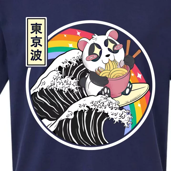 Panda Bear Ra Noodles Japanese Wave Anime Rainbow Kawaii Great Gift Sueded Cloud Jersey T-Shirt