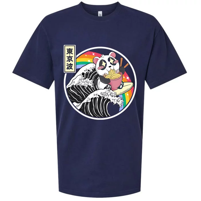 Panda Bear Ra Noodles Japanese Wave Anime Rainbow Kawaii Great Gift Sueded Cloud Jersey T-Shirt