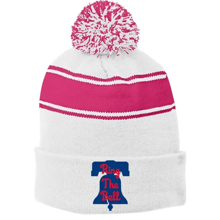 Philadelphia Baseball Ring The Bell Vintage Baseball Stripe Pom Pom Beanie