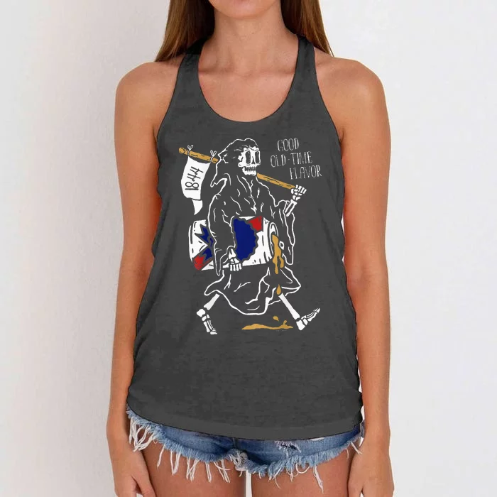 Pabst Blue Ribbon Beer And Back Good Old Reaper Women's Knotted Racerback Tank