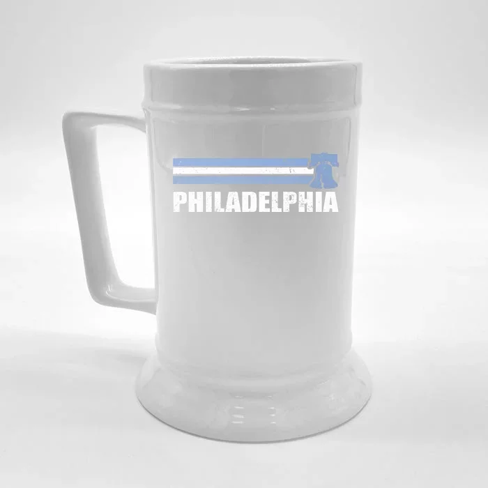 Philadelphia Baseball Retro Vintage Stripes Front & Back Beer Stein