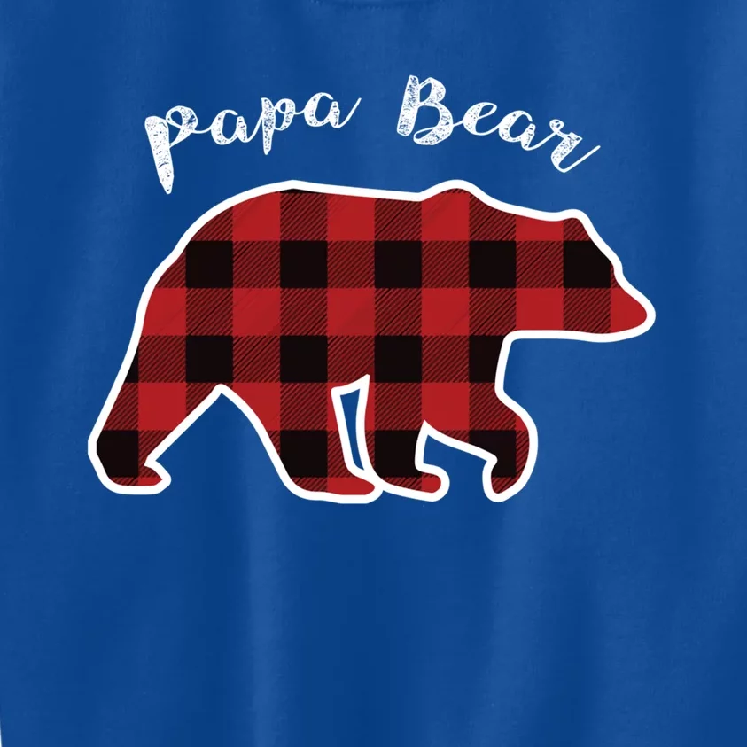 Papa Bear Red Plaid Christmas Pajama Family Dad Gift Cute Gift Kids Sweatshirt