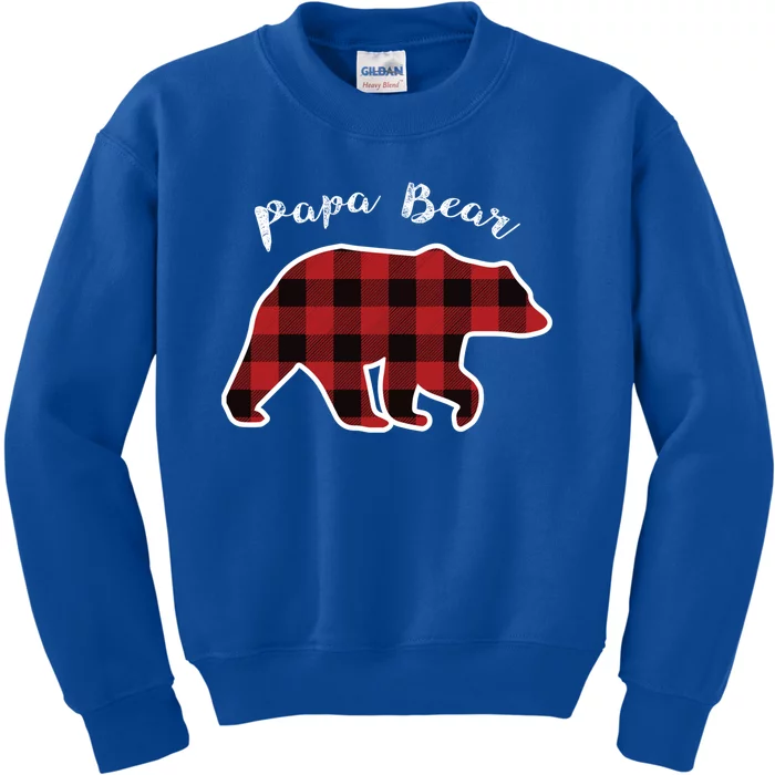 Papa Bear Red Plaid Christmas Pajama Family Dad Gift Cute Gift Kids Sweatshirt