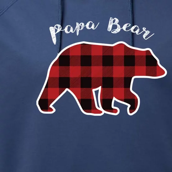 Papa Bear Red Plaid Christmas Pajama Family Dad Gift Cute Gift Performance Fleece Hoodie