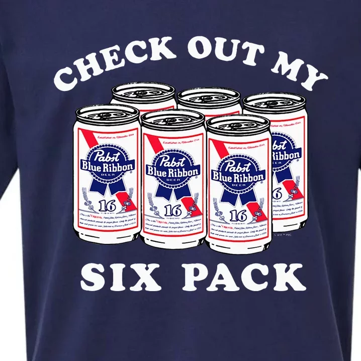 Pabst Blue Ribbon Beer Cans Check Out My Six Pack Sueded Cloud Jersey T-Shirt