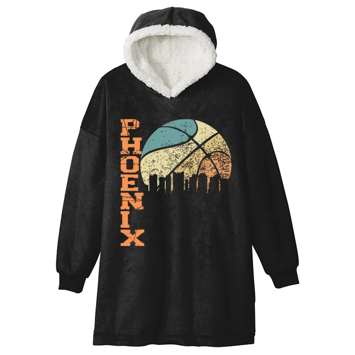 Phoenix Basketball Retro Vintage Sunset Arizona State Hooded Wearable Blanket