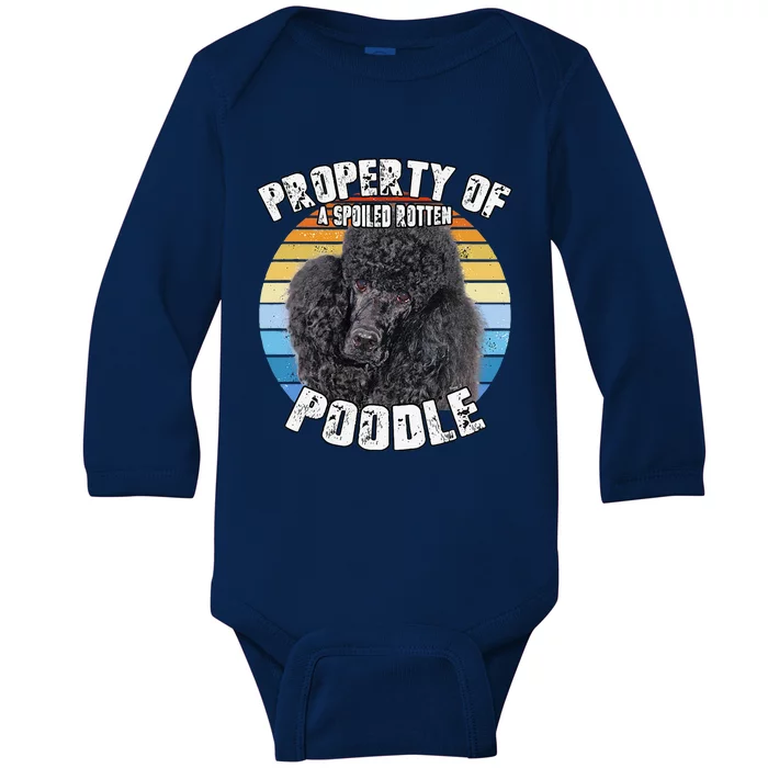 Poodle Black Retro Property Of Cute Dog Baby Long Sleeve Bodysuit