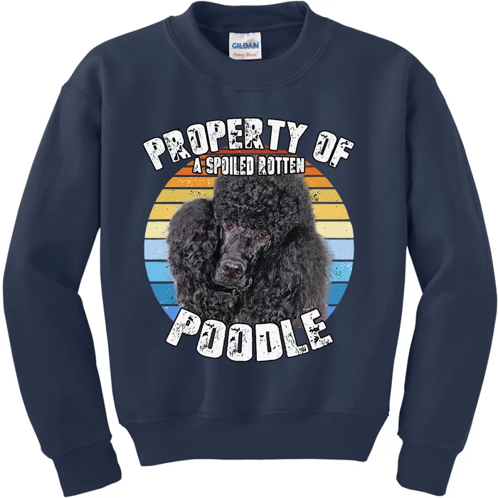 Poodle Black Retro Property Of Cute Dog Kids Sweatshirt