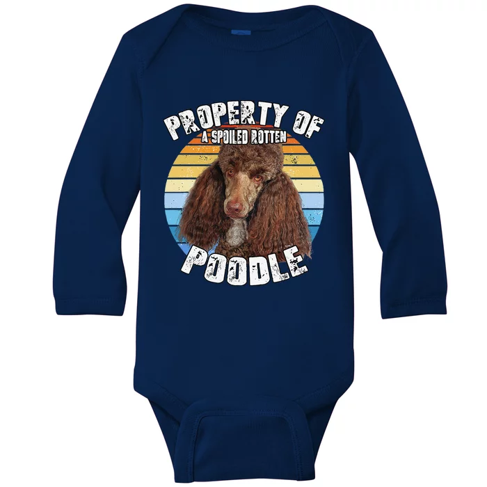 Poodle Brown Retro Property Of Cute Dog Baby Long Sleeve Bodysuit